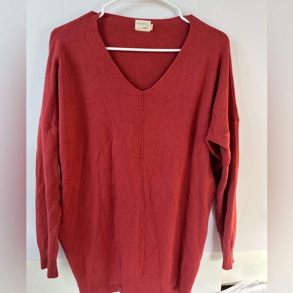 Elegant Red V-Neck Sweater